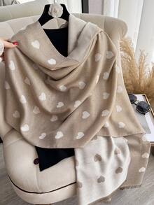 1 chiếc khăn choàng cổ họa tiết trái tim thanh lịch, chất liệu jacquard, chỉ vàng, đa năng, thích hợp dùng trong phòng điều hòa, phù hợp với trang phục mùa xuân/thu và mặc hàng ngày. - Nhiều màu - Xem 3