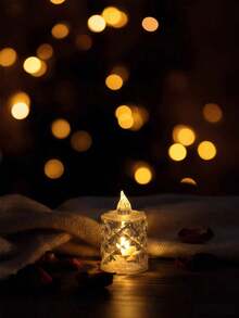 INS Style Diamond Grid Crystal LED Electronic Candle, Living Room & Dining Table Decor With Elegant Ambiance, Warm Light Simulated Flame, Party & Wedding Decoration, Birthday/Housewarming Gift, Battery Powered High-End Home Decor - Multicolor - View 7