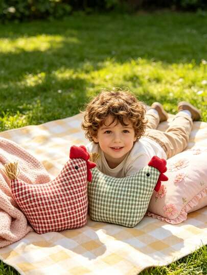 1 pieza Almohada de peluche de pollo lindo de 25cm/9.84 pulgadas, cojín de relleno suave de varios colores para sofá, dormitorio, sala de estar, decoración de dormitorio, lindo ornamento y compañero de juegos para niños