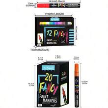 12/20 piezas Rotuladores permanentes, punta media, rotuladores impermeables de secado rápido en múltiples colores, adecuados para metal, madera, plástico, piedra, lienzo, vidrio, goma - Conjuntos - Ver 4