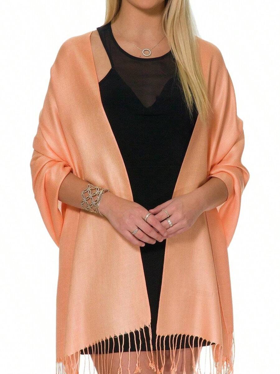 Shawls And Wraps Evening Dresses, Large Soft Wedding Shawl - 桃 - 查看 1