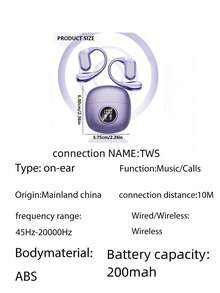 2026 New Style True Wireless On-Ear Earpods Music None-In-Ear Headset Gaming Couples Bluetooth 6.0 Earbuds Video TWS HIFI HD Calling Earphones For Android For Iphone Cellphone Sports Earpieces Smart Headphones For Gift - View 10