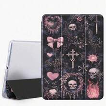 Ốp lưng họa tiết đầu lâu Gothic, dành cho máy tính bảng A16 (2025) thế hệ 10/11, chân đế gập ba, vỏ mềm TPU trong suốt, có ngăn đựng bút cảm ứng, tính năng tự động tắt/mở màn hình (Không bao gồm phụ kiện máy tính bảng). - Họa tiết đầu lâu kiểu Gothic - Xem 10
