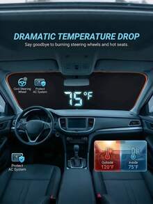 Universal Car Front Windshield Sunshade, Thickened Heat Insulation Anti-Glare Sunshade, Foldable Waterproof Car Sunshade, Blocks UV Rays And Sun Protection, Keeps Car Interior Cool, Easy To Store Summer Car Interior Accessory - A - View 9