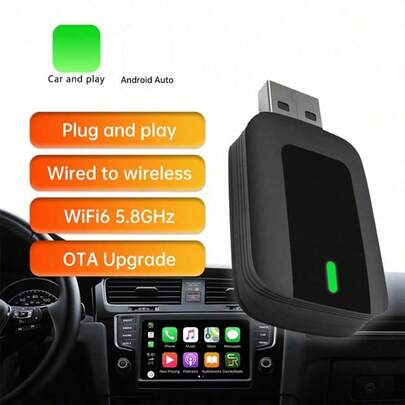 2026 Upgraded Wireless And Android Auto Adapter - Supports TF Card, Magic Car Dock And AI Box Wired To Wireless Converter, Suitable For Vehicles From 2016 And Later Apple Adapter
