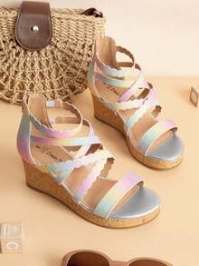 Girls Wedge Sandals Summer Flatform Open Toe Platform Sandals Cute Elegant For Big Kids And Teenager - Nhiều màu - Xem 3