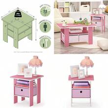 FURINNO Andrey - con cajón Basura 1 Unidad Color Rosa Claro - Rosado/rosado claro - Ver 1