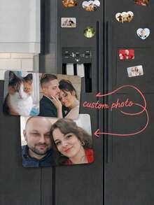 1pc Customizable Photo Fridge Magnet | Personalized Wedding, Birthday, Anniversary Decor - Durable Multi-Layer Design, Easy To Attach And Remove, High-Quality Printing, Oval Acrylic, Suitable For Fridge, Office, Home - Perfect Choice For Couples, Parties - Multicolor - View 3