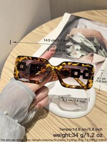 3PCS Women's Rectangular Oversized Frame Fashion Glasses, Featuring Metal Hollow-Out Decorative Temple Arms, Unique, Stylish, Elegant, Versatile Casual Style, Suitabr Daily Commuting, Street Photography, And Party Outfits, With Glasses Box - Multicolor - View 9