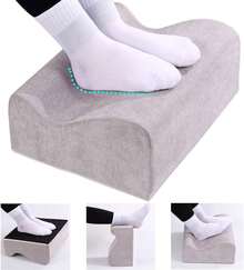 Ergonomic Dual-Height Memory Foam Under Desk Foot Rest Soft Pressure-Relieving Heel Support & Leg Elevation Pillow For Office Chair Gaming & Home Light Grey - Black+ - View 1