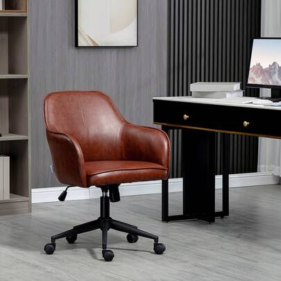 Rocking Office Chair, Height Adjustable From 93 To 101 Cm, Supports Up To 120 Kg, Faux Leather Look, Brown