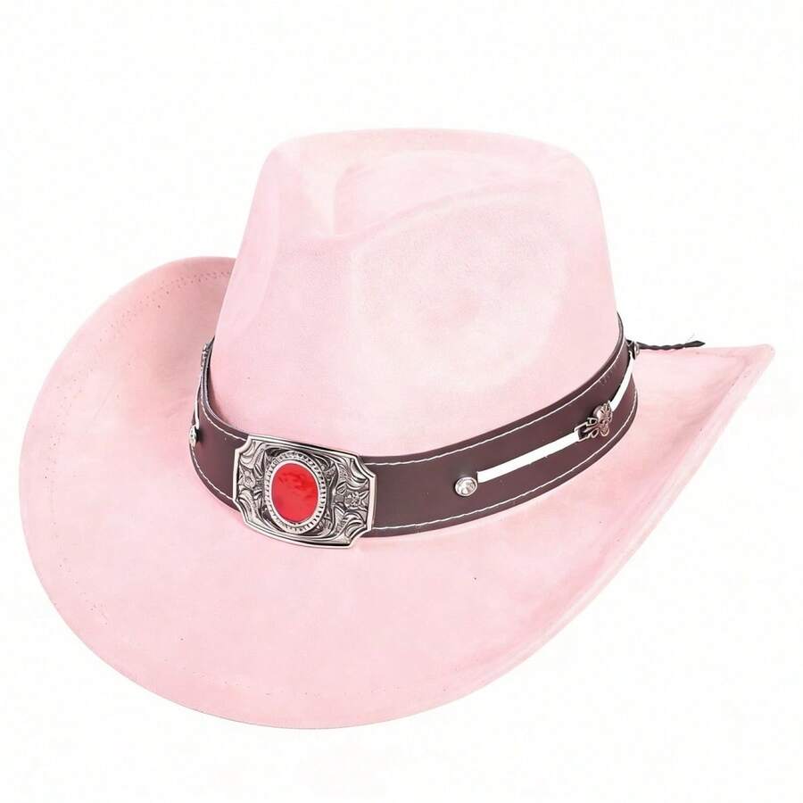 Suede Cowgirl Hat - Adjustable For Men And Women - Shapeable - High-End Material - 粉紅色 - 查看 1