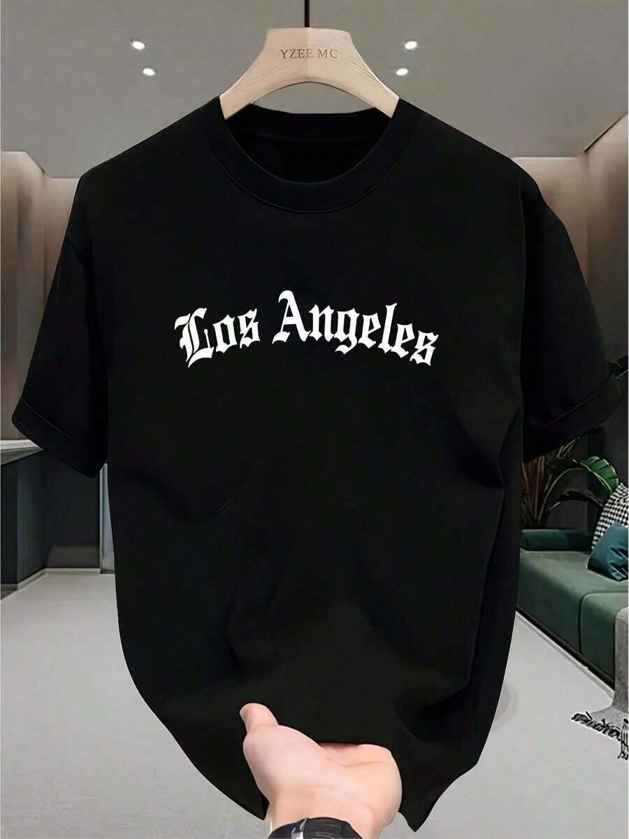 Camiseta hombre cuello redondo y manga corta. Estilo casual con estampados modernos y cómodos. Para hombres y mujeres, estilo pareja, pareja, camiseta de manga corta con estampado de moda - Negro - Ver 1