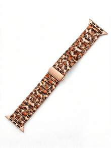 1条男女通用时尚豹纹表带，兼容 38mm、40mm、41mm、42mm、44mm、45mm、46mm、49mm，玫瑰金饰边不锈钢表带，时尚印花表带，兼容 Series Ultra 11、10、9、8、7、SE3、6、5、4、3、2、1，时尚智能表带，表带配件，手表配件替换腕带，送给女性的绝佳礼物，适合派对、日常、旅行，礼品 - 豹紋 - 查看 3