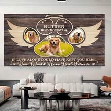 Lienzo conmemorativo 2D plano personalizado para mascotas - Regalo con foto personalizada con huella de pata y nombre - Arte de pared con o sin marco para amantes de las mascotas - Recuerdo de condolencias por la pérdida de perro o gato - Frase conmovedora "Si el amor solo pudiera" - Regalo conmemorativo para dueños de mascotas - Regalo para amantes de las mascotas por la pérdida de perro o gato - Lienzo con foto personalizada y nombre - Regalo para mamá/papá de mascota - Aniversario de cumpl... - Enmarcado - Ver 3