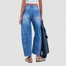 Women's Casual Retro Straight Leg Cropped Jeans, Spring/Summer - Blue - View 7