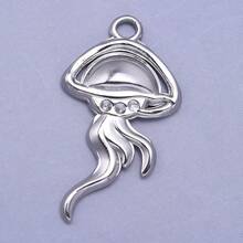1pc Fashionable Versatile 304 Stainless Steel Gold/Silver Squid, Starfish, Shell Pendant, Suitable For Jewelry DIY, Ocean Series - Silver - View 10
