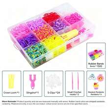 2650件彩虹橡皮筋工艺套装 - 硅胶橡皮筋DIY手链制作套装，包含可爱动物和花卉图案，以及字母吊坠 - 创意礼品之选，无需电源 - 珠子套件 - 查看 9