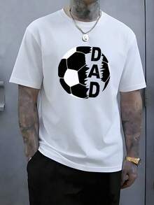 Exclusive Father's Day T-Shirt Featuring A Vintage Football Dad Print, Perfect For Warm Weather, With A Classic Minimalist Design And Breathable Fabric. - White - View 2