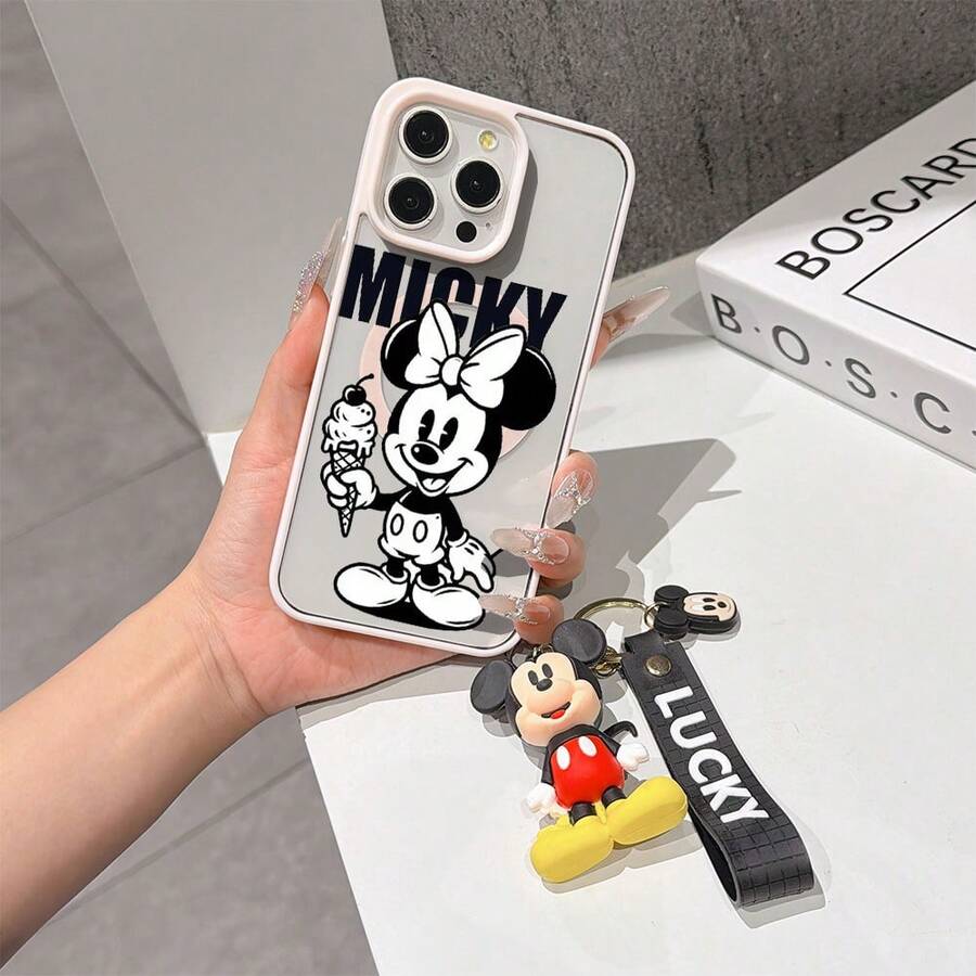 This Disney Mickey Mouse Pattern Lanyard Phone Case Features A Strong Magnetic Closure And Full Coverage Of Acrylic And TPU Material. It's Shockproof, Lightweight, And Suitable For IPhone17/16/11/13/15/15 Plus/15 Pro/15 Pro Max/12/14 Pro Max/11 Pro Max/12 Pro/12 Pro Max/13. It's A Popular Birthday Gift, Business Gift, Durable, Stain-Resistant, And Fingerprint-Resistant New Phone Case For Men And Women. It Also Includes A Mickey Mouse Phone Case And Mickey Mouse Doll Bracelet. Compatible With SamsungGalaxy S20, S21, S22, S23, And S24 Series. It's The Perfect Gift For Friends And Family. This Stylish Phone Case Is Fun, Lightweight, And Durable. IPhone17 Pro Max Phone Case, Minnie Phone Case. - Hồng - Xem 1