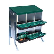 Techigher Heavy Duty Chicken Nesting Box, Automatic Roll-Away Egg Collection System, Galvanized Steel Hen Laying Box - Green, 6 Holes With Legs - View 1