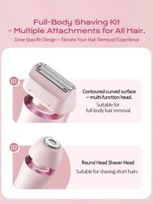 女士USB电动剃须刀及比基尼修剪器，干湿两用二合一电动剃须刀，顺滑专业剃须刀，可拆卸刀头，适用于腿部、手臂、腋下、比基尼区域 - 彩色 - 查看 10