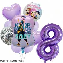 KPop Demon Hunters Decoraciones para fiesta de cumpleaños de niños con globos con números de bola de discoteca musical, suministros para fiesta de baby shower, regalos, juguetes - Juego de globos - Ver 11