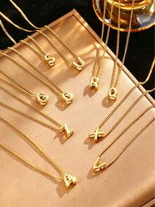 1pc Women's Fashion Gold-Plated Letter Pendant Necklace, Suitable For Party Birthday Gift, Couple Valentine's Day Gift - XT-532 - View 4