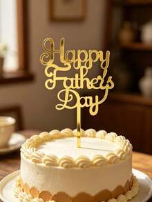 3pcs Gold Acrylic Cake Toppers, Happy Father's Day Cake Decorations, Party Decor Supplies - StyleD - View 4