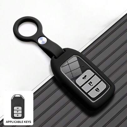 柔软灵活的硅胶汽车钥匙保护套，360°全方位保护，防震耐磨，适用于思域、雅阁、CRV、HRV、Pilot、Passport、Insight、Ridgeline等智能折叠遥控车钥匙。