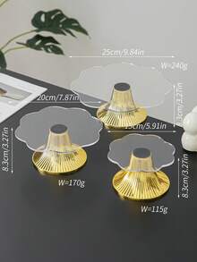 1 pieza Soporte para tarta de acrílico transparente con base ondulada dorada, adecuado para bodas, fiestas, Ramadán y Eid - transparente - Ver 2