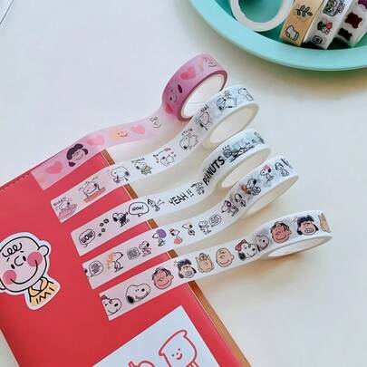  1pc Snoopy Cartoon And Paper Tape, Cute Decorative Mask Tape, Suitable For DIY Crafts, Scrapbooks, Diaries, Gift Packaging, And School Supplies, Very Suitable For School Season, Christmas, Valentine's Day