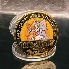Warner Bros 1pc Genuine 'Tom And Jerry' Metal Coins , Round Game Collection,Card Anime Toys,Cartoon Commemorative Medal, Cute Anime Souvenir Gift For Fans And Collectible(Random Style) - Multicolor - View 7
