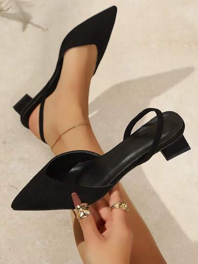 Summer Backless Mule Shoes, Pointed Toe Low Heel Design, Soft Leather Comfortable, Versatile For Work And Dating