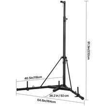 Boxsackständer Boxsackhalter Trainingsgerät aus Stahl (65 kg belastbar) höhenverstellbares freistehendes Sandsackgestell Ständer mit beschwerter Basis, Trainingsgerät für Fitness-Studio - Boxsackgestell 46,5*46,5*91 Zoll - Übersicht 10