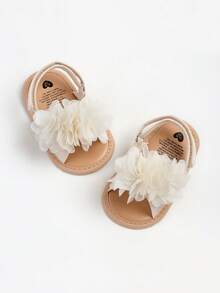 Infant Girls' Elegant White Outdoor Sandals, Summer Toddler Shoes - Apricot - View 7
