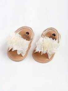 Infant Girls' Elegant White Outdoor Sandals, Summer Toddler Shoes - Apricot - View 5