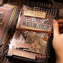 50pcs Vintage Book Cover Paper Series, Delicate Texture, Smooth Writing, Ideal For Journaling, Office & School Supplies, Back To School - A - View 6