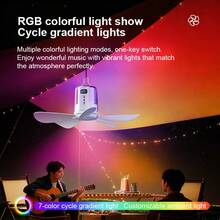 Ultra-Long Battery Life Portable USB Rechargeable Ceiling Fan With LED Night Light, Remote Control, Digital Display, Warm/White Color-Changing Night Light, 12-Speed Timer, Powerful Airflow, Suitable For Tent, Camping, RV, Travel, BBQ, Fishing - Multicolor - View 7