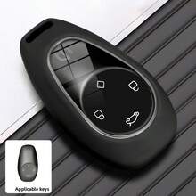 Funda de silicona de tacto suave premium con llavero para Leapmotor T03 S01 C11 C01, cubierta resistente a arañazos y a golpes, protección completa, carcasa duradera para llave de coche, accesorio de automóvil con estilo - A - Ver 2