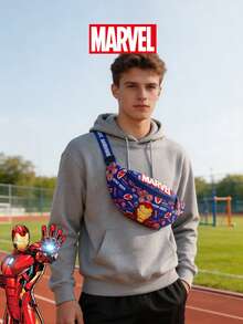 1 Pc MARVEL Officially Licensed /Iron Man/Spider Man Pattern Fanny Pack,Multifunctional Sling Bag, Casual Crossbody Bag, Lightweight Adjustable Strap Chest Bag,Cartoon Coin Purse,Bum Bag, Ideal For Men,Teens, Young Fans,Students, Perfect For Daily School Runs, Outdoor Play, Theme Park Visits, Holiday Trips, Sports ﻿ - Multicolor - View 7