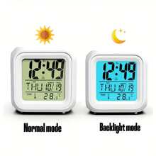 Reloj despertador digital de cubo de 7 colores con luces de colores, reloj de escritorio multimodal con luz nocturna para dormitorio, oficina, decoración del hogar (baterías no incluidas) - 7 colores de luz - Ver 8