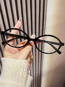 1 Pair Oval Retro Versatile Transparent Eyeglasses, Fashionable Clear Lens Glasses - Clear - View 8
