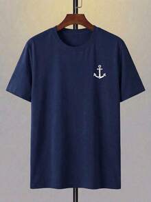 Men's Short-Sleeved T-Shirt With A Round Neck And Simple Design - 粉色 - 查看 3
