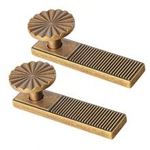 2 Sets Vintage Style Cabinet Drawer Handles, Italian French Minimalist Luxury Furniture Wardrobe Door Knobs, With Striped Decorative Backplate, Cabinet Hardware Accessories - Single-hole Handle With Gasket - View 11