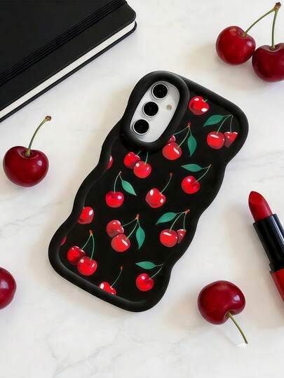 1 chiếc ốp lưng điện thoại bằng TPU mềm màu Macaron Dopamine, viền lượn sóng, in hình quả anh đào đỏ toàn màn hình, tương thích với Galaxy A03 A04 A05 A06 A11 A12 A13 A14 A15 A16 A20S A21S A22 A23 A24 A25 A26 A31 A32 A33 A34 A35 A36 A50 A51 A52 A53 A54 A55 A56 A73 S20FE S21FE S22 S22U S23 S23+ S23U S233FE S24 S24+ S24U S25 S25+ S25U/ Note 11 Note 12 Note 13 Note 14 /Smart/Honor/Y7 Y9/ C53 C55
