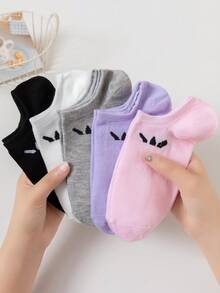 5 Pairs Women's Summer Low-Cut Invisible Boat Socks, Soft & Comfortable, Moisture-Wicking, Casual & Fashionable, Suitable For Outdoor Sports - Multicolor - View 1