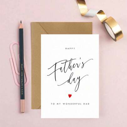 1pc Personalized Father's Day Greeting Card - Heart-Shaped Custom Text, For Dad, Grandpa Or Stepfather