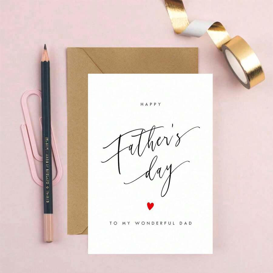 1pc Personalized Father's Day Greeting Card - Heart-Shaped Custom Text, For Dad, Grandpa Or Stepfather - View 1