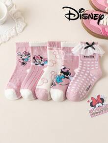 Disney 1/5双正品迪士尼袜子，米奇一家图案彩色中筒袜，可爱卡通独特设计，时尚休闲透气学生袜，适合日常穿着、返校季、节日礼物 - 彩色 - 查看 14